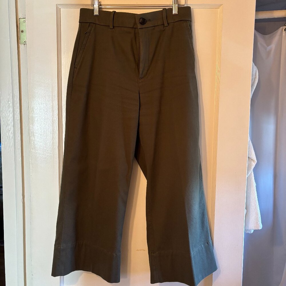 SPANX Stretch Twill Cropped Wide Leg Pant Petite Medium Dark Pine